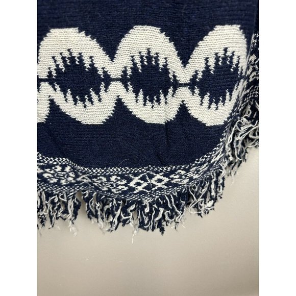 AZ Cape Poncho With Sleeves Navy With Boho Aztec Design - Picture 12 of 15